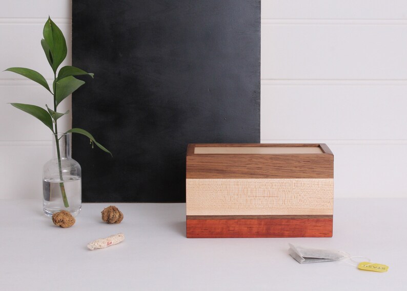 Sliding Lid Box / Wooden tea Storage Box / Memory & Keepsake Box image 3