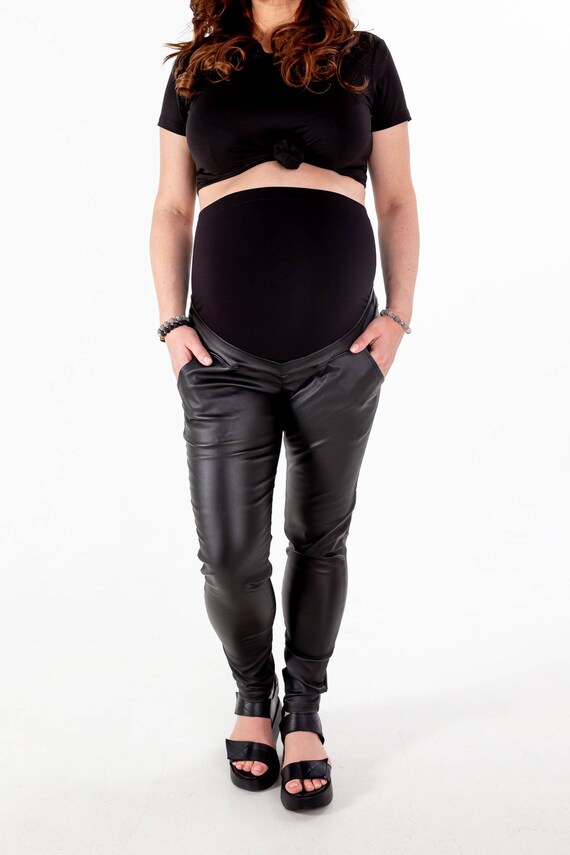 Zwangerschapsbroek zwangerschapsbroek leren imitatiebroek | Etsy België