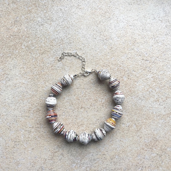 Magazine paper bead bracelet | up cycled paper jewelry