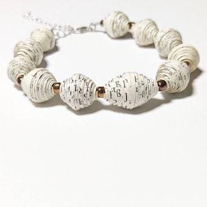 Verstellbares Armband aus Papierperlen | Vintage Papierperlenarmband aus Buch