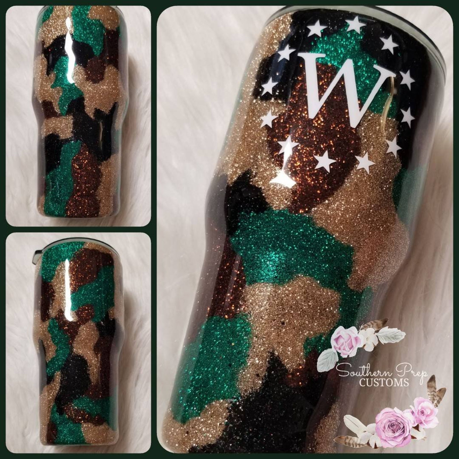 Full Glitter Camo Tumbler Perfect for the Military and Their Etsy