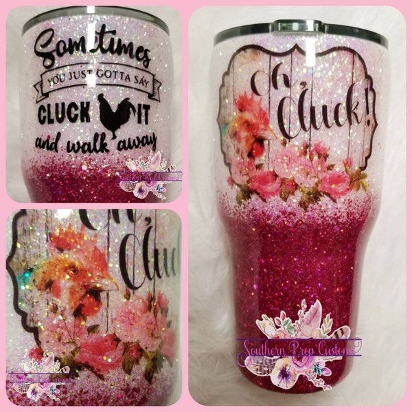 Funny Chicken Ombre Glitter Dipped Tumbler-FREE SHIPPING