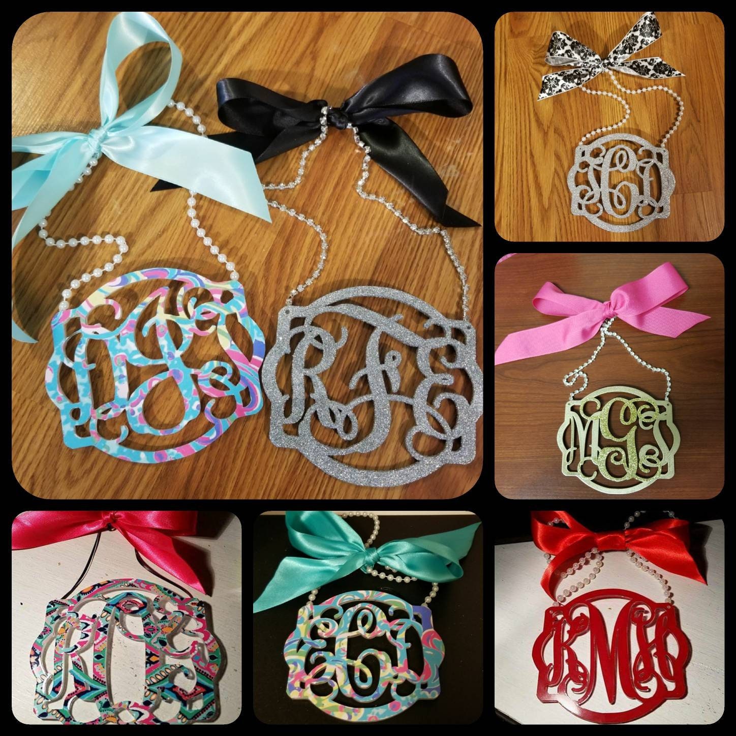 Monogram Car Charm Rear View Mirror Accessories Sweet 