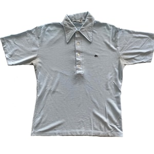70s Distressed Tattered Polo Baby Blue