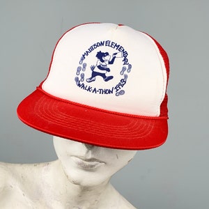 90s Red Trucker Hat Madison Elementary Walk-A-Thon 1993 Streetwear Snap Back Y2K Throwback