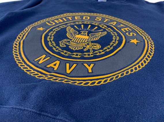 90s Navy Blue U.S. NAVY Reflective Crew Neck Swea… - image 3