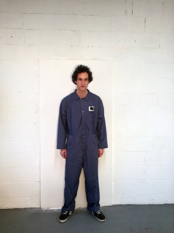 60s Work Suit Drab Blue Coveralls Union Made in U… - image 2