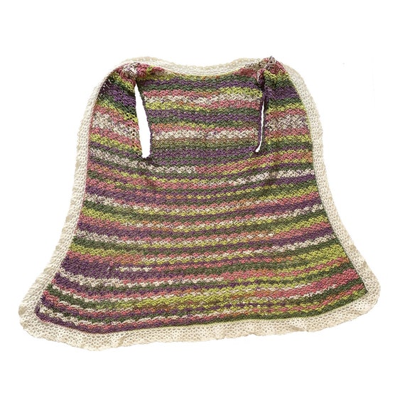 80s Crochet Handmade Mutli-Color Long Cardigan Ve… - image 3