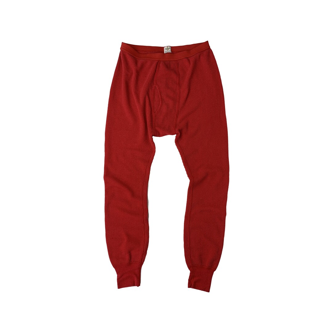 70s Red Thermal Long Johns Waffle Fabric Under Garment Punk Size Large