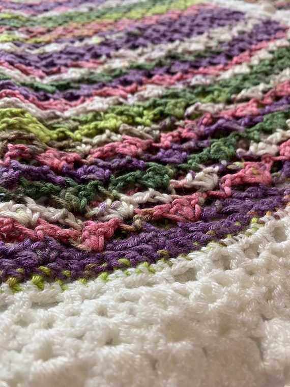 80s Crochet Handmade Mutli-Color Long Cardigan Ve… - image 8