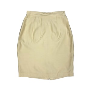70s 80s Light Custard Yellow Boucle High Waist Pencil Skirt Size 4 XS- S