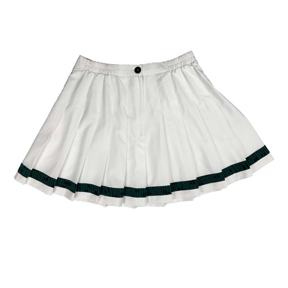 80s White and Green Striped Pleated Tennis Skirt XS S Etsy