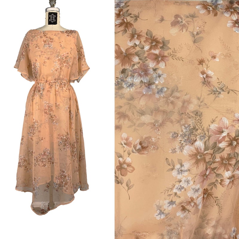 Peach Pattern Print Dress