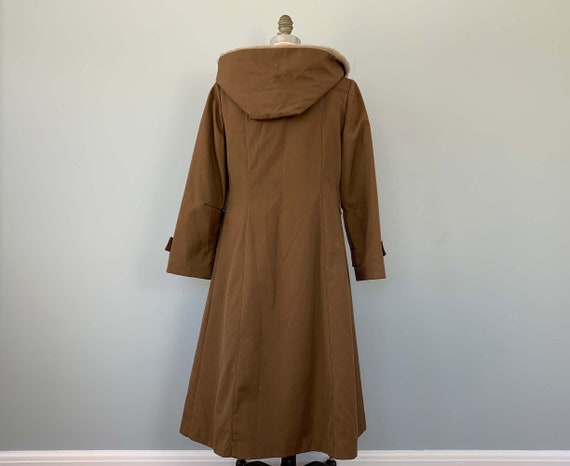 70s Penny Lane Light Brown Hooded Coat with Faux … - image 4