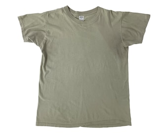 80s Army Surplus Tan Cotton Tee Shirt Size Large Made in USA