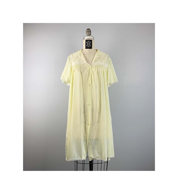 60s 70s Canary Yellow Sheer Lightweight House Coat