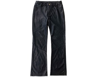 90s Y2K Goth Punk Black Vinyl Vegan Faux Leather Low Rise Boot Cut Motorcycle Biker Pants Size 9/10