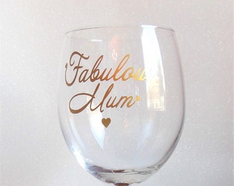 Fabulous Mum - Gold Glitter Stem Wine Glass - Perfect birthday or Mother's Day gift