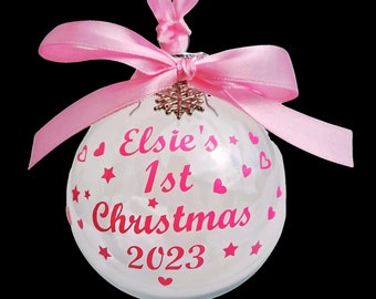 Personalised Baby's 1st First Christmas Bauble Decoration