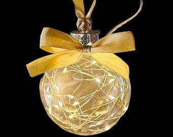 LED Fairy Micro Light Bauble Decoration - Battery operated - Gold Tone