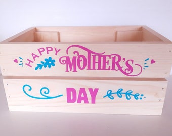 Solid Wood Happy Mother's Day Gift Crate Box