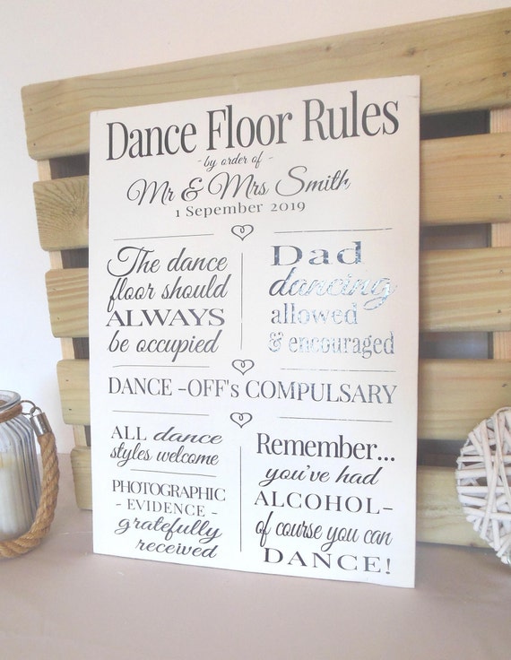 Personalised Wood Wedding Sign Dance Floor Rules A3 Etsy