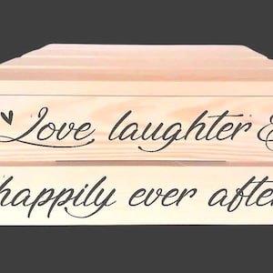 14" Square Solid Wood Wedding Celebration Cake Stand - 'Love, Laughter & Happily Ever After'