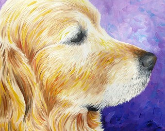 Golden Retriever Giclée Art Print of Oil Painting - 8 x 8"