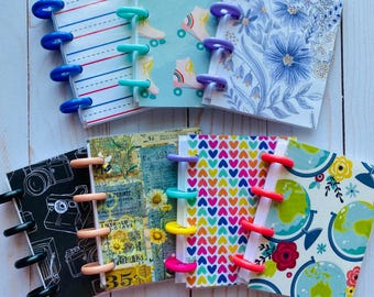 Micro Happy Notes, minicuaderno Happy Planner, 4 discos, laminado, portada, flores, suculentas, papel en blanco, tamaño cartera, Serving Peaches