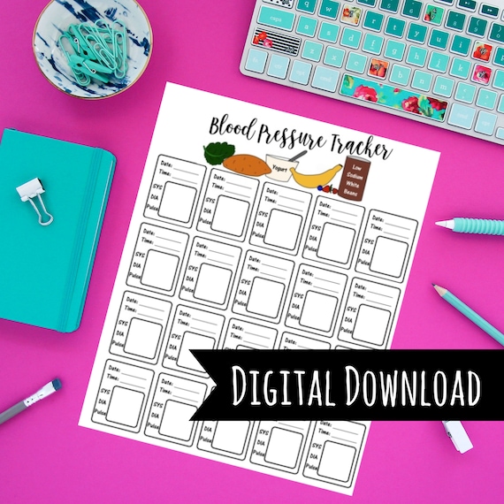 Blood Pressure Tracker, Blood Pressure Chart, Classic Happy Planner, Bullet Journal, Disc Bound, Printable, Laminate, Serving Peaches
