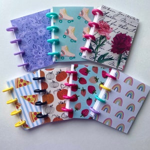 Micro Happy Notes, Mini Happy Planner, 4 CDs, laminiert, vorderes Deckblatt, Blumen, Sukkulenten, blanko Papier, Taschenformat, Servier Peaches