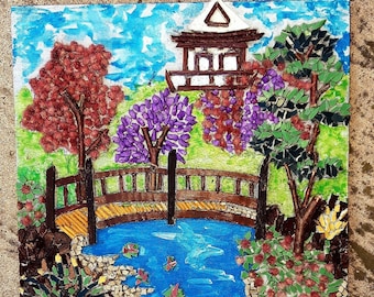 tableau mosaique jardin japonais