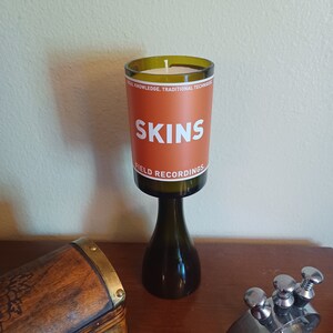 Upcycled Wine Bottle Candle: Hand-Cut Soy Wax Candle - Skins Field Recordings