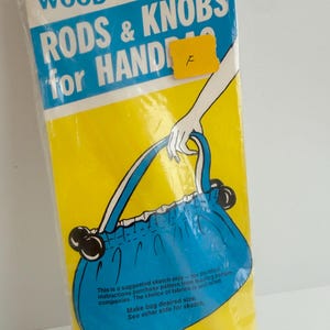 Vintage 70's WOOD Rods & Knobs for Handbags - By Traum - Vintage Craft Supply - Complete in Orig Pkg - New Old Stock