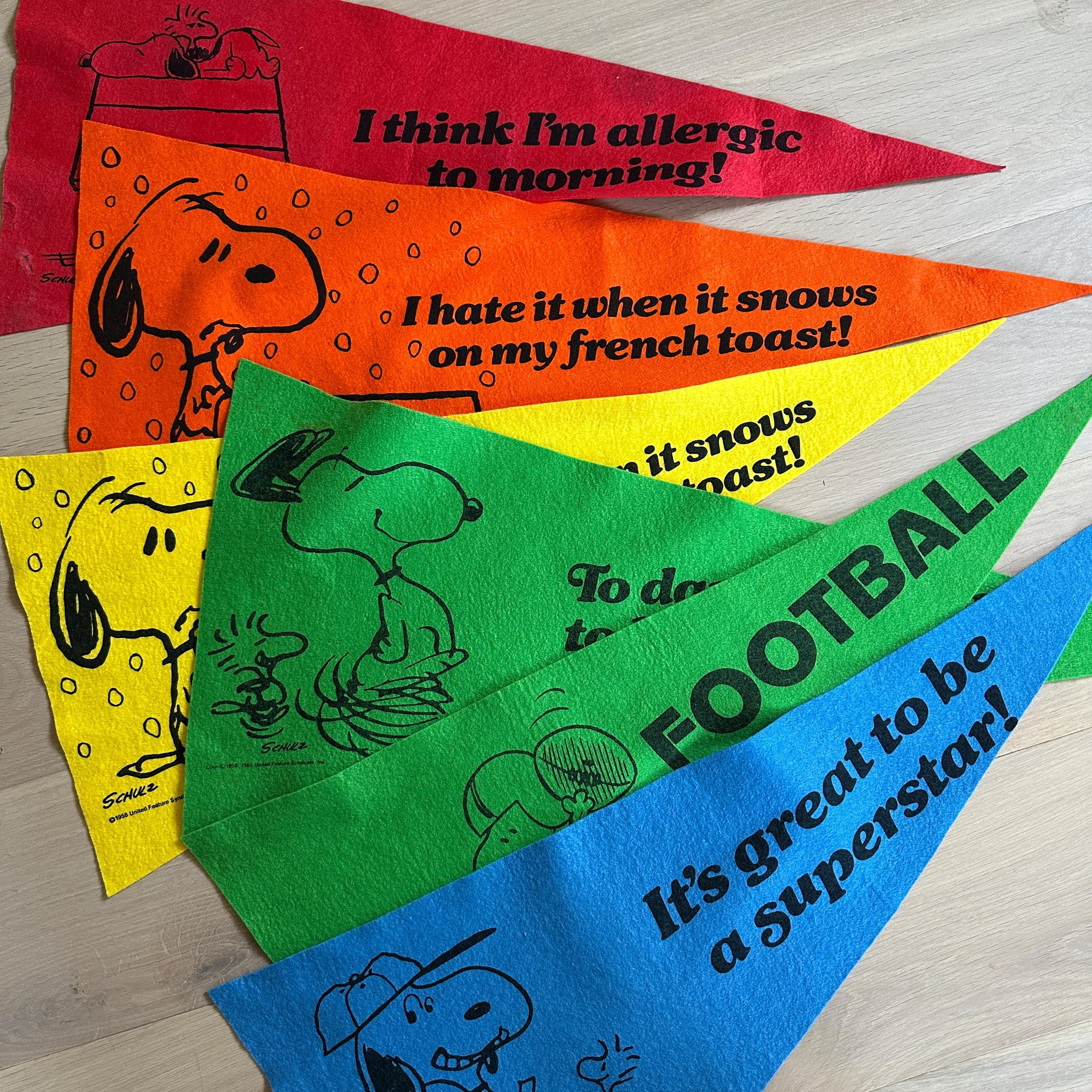 60s Vintage peanuts banner 【SNOOPY】 4 VINTAGE ORIGINAL 1960s PEANUTS GANG CHARLIE BROWN FELT