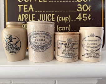 Vintage Antique English Ironstone Jar Pot Crocks - CHOOSE ONE - Keiller Dundee Marmalade - Cooper Seville Marmalade - Virol Bone Marrow