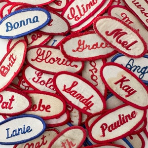 Vintage WOMEN&#39;S Name Embroidered Oval Uniform Patches - A-K NAMES - Girls Ladies Names - CHOOSE One - Vintage Supply - Free Shipping