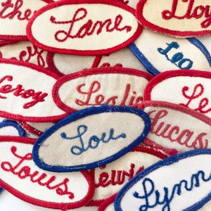 Vintage &quot;L&quot; Names Embroidered Oval Uniform Name Patches - Men&#39;s & Women&#39;s names - CHOOSE ONE - Industrial Work Shirt - Vintage Supply