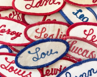 Vintage "L" Names Embroidered Oval Uniform Name Patches - Men's & Women's names - CHOOSE ONE - Industrial Work Shirt - Vintage Supply