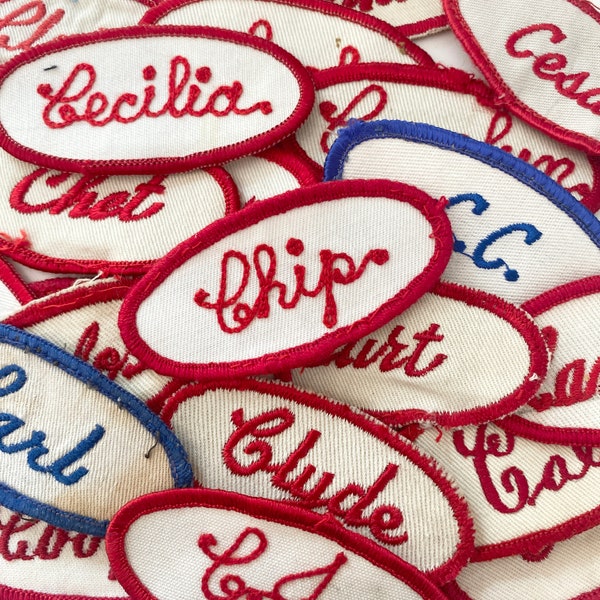 Vintage "C" Names Embroidered Oval Uniform Name Patches - Men's & Women's names - CHOOSE ONE - Industrial Work Shirt - Vintage Supply