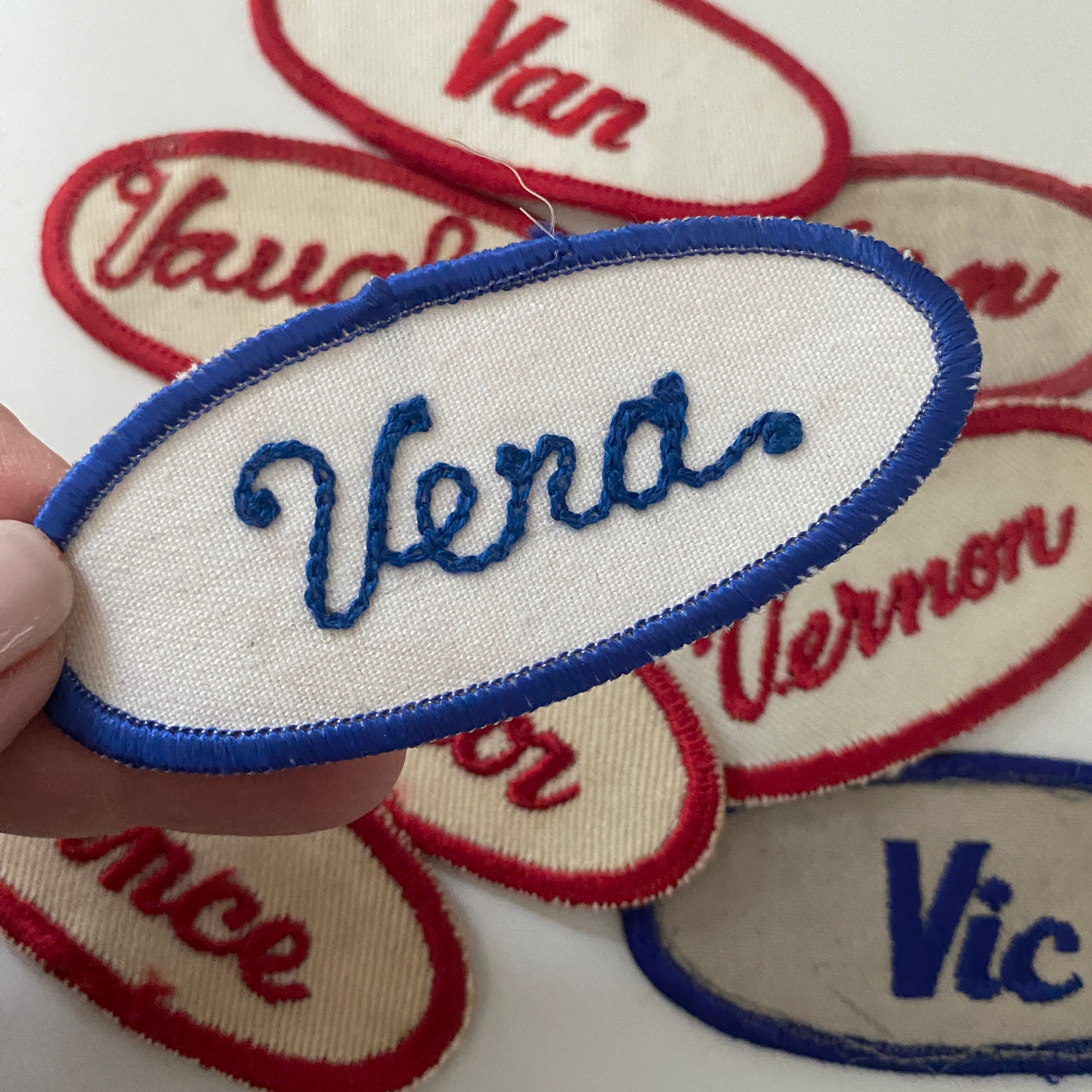 NEW NAMES Vintage Embroidered Oval Uniform Name Patches Fun Names CHOOSE  One Industrial Work Shirt Vintage Supply Free Shipping 