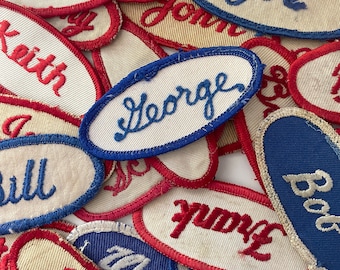 Vintage Embroidered Oval Uniform Name Patches - Men's names - CHOOSE ONE - Industrial Work Shirt - Vintage Supply