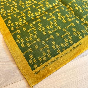 Vintage 70&#39;s Harrods UK Department Store Linen Tea Towel - Iconic H Logo - Kitchen Towel - Made by Shreds for Harrods  - New Old Stock
