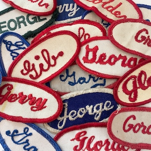 Vintage &quot;G&quot; Names Embroidered Oval Uniform Name Patches - Men&#39;s & Women&#39;s names - CHOOSE ONE - Industrial Work Shirt - Vintage Supply