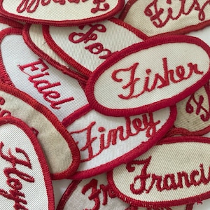 Vintage &quot;F&quot; Names Embroidered Oval Uniform Name Patches - Men&#39;s & Women&#39;s names - CHOOSE ONE - Industrial Work Shirt - Vintage Supply