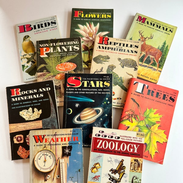 Vintage Golden Guides - Nature Guides - Collectible Paperback Books - Golden Press - Flowers Mammals Plants Trees Reptiles Weather Zoology