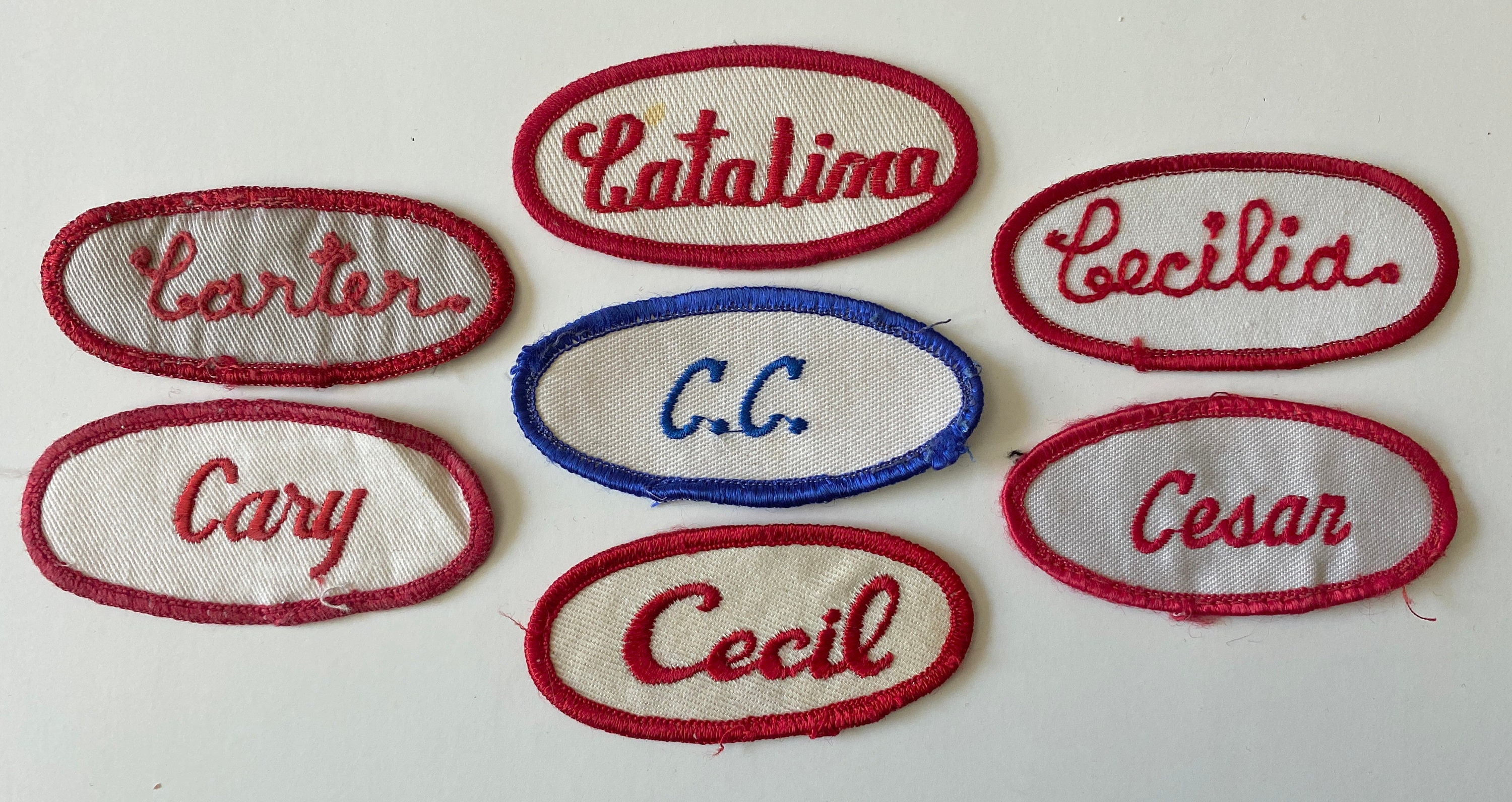 Vintage Embroidered Oval Uniform Name Patches Men's Names CHOOSE