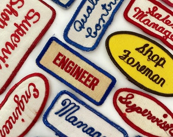 RESTOCKED! Vintage Embroidered Uniform Job Occupation Patches - CHOOSE ONE - Industrial Work Shirt - Vintage Supply - Chainstitch