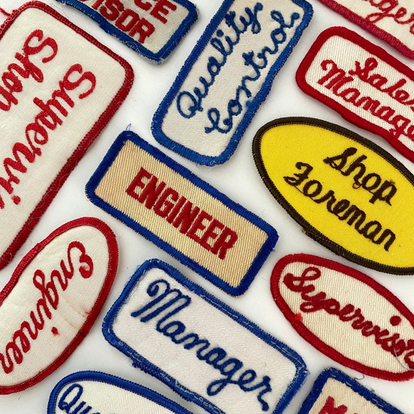 RESTOCKED! Vintage Embroidered Uniform Job Occupation Patches - CHOOSE ONE - Industrial Work Shirt - Vintage Supply - Chainstitch