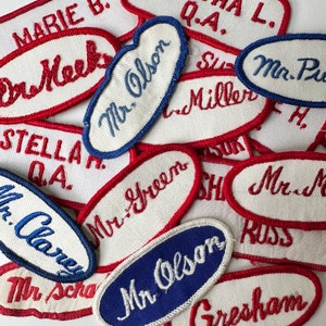 QUIRKY NAME Patches - Vintage Embroidered Oval Uniform Name Patches - CHOOSE One - Industrial Work Shirt - Vintage Supply - Free Shipping